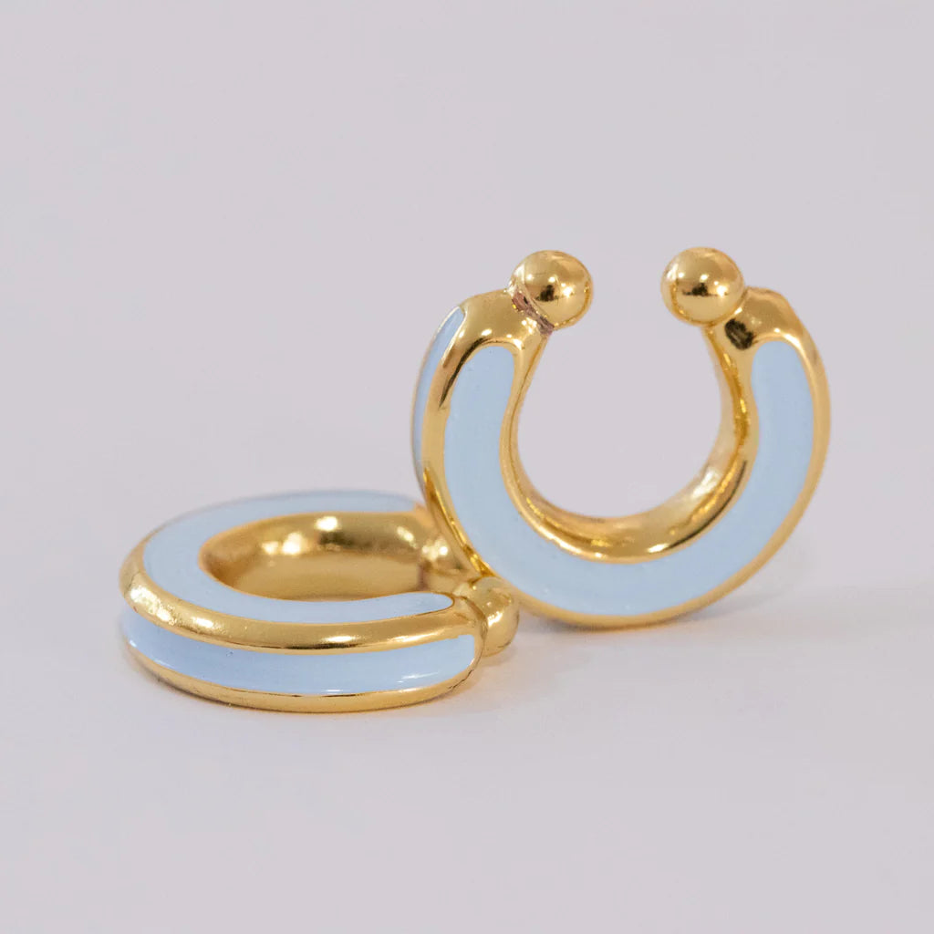 Earcuff Gold Azul Cielo